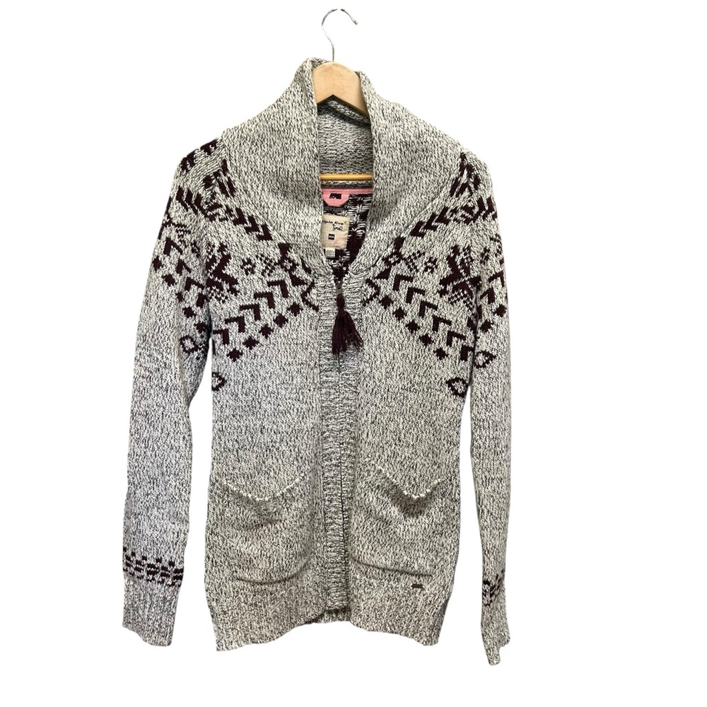 Triple Five Soul Gray and Brown Cowl Neck Sweater Size M